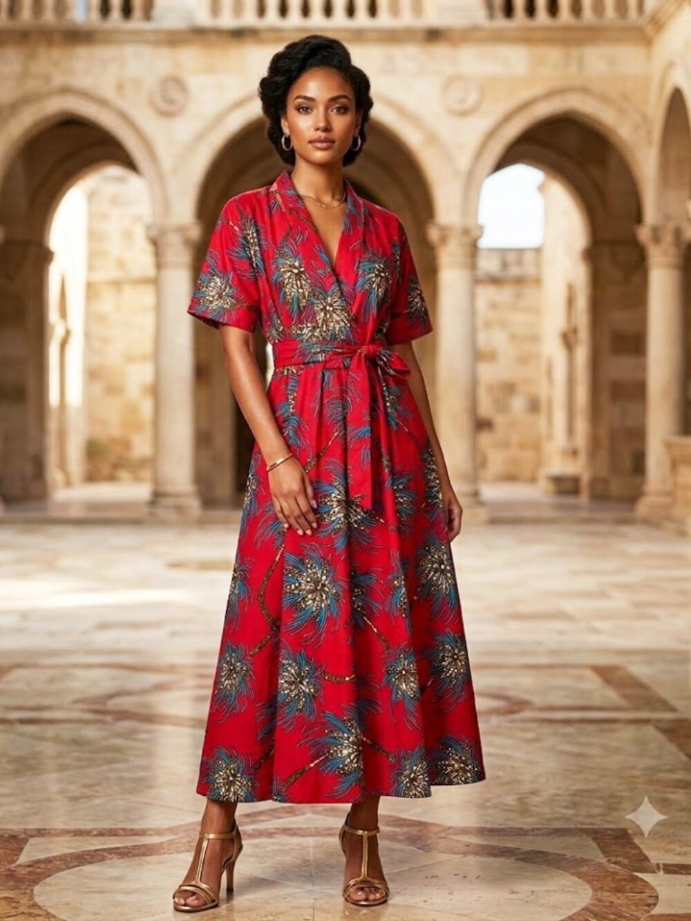 African Boho Cotton Reversible Maxi Wrap Coat Dress